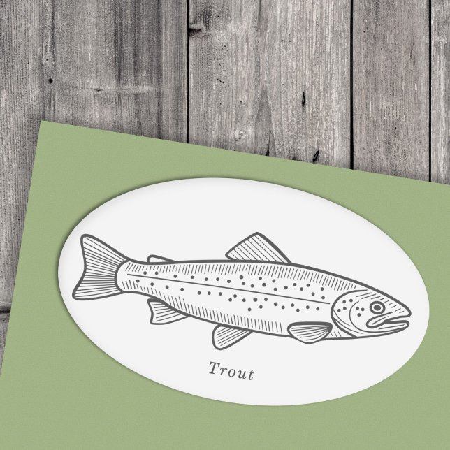 Pegatina Ovalada Trucha (Trout Sticker)