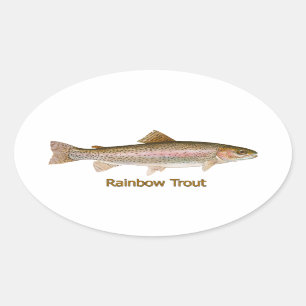 Pegatina Ovalada Trucha arco iris (con título)