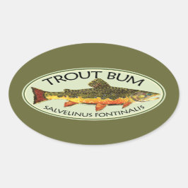 Pegatina Ovalada Trucha de pesca de mosca