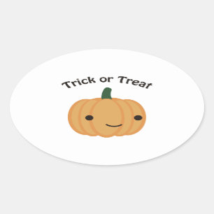 Pegatina Ovalada Truco o tratamiento - Calabaza cutánea