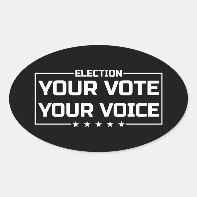 Pegatina Ovalada Tu Voto Tu Voz fuente blanca (Anverso)