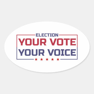 Pegatina Ovalada Tu Voto Tu Voz fuente coloreada