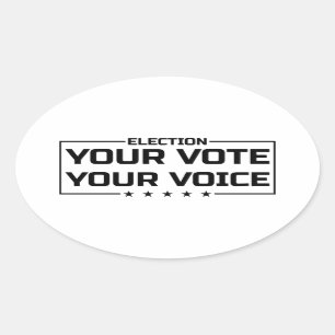 Pegatina Ovalada Tu voto tu voz fuente negra