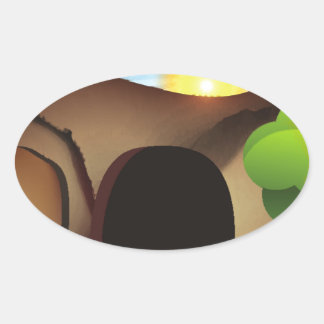 Pegatina Ovalada tumba cristiana