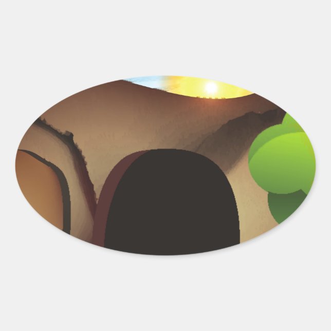 Pegatina Ovalada tumba cristiana (Anverso)