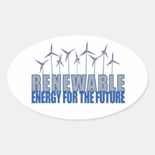 Pegatina Ovalada Turbinas de energía eólica