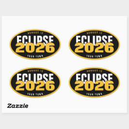 Pegatina Ovalada Ubicación de observación del eclipse de 2026 perso