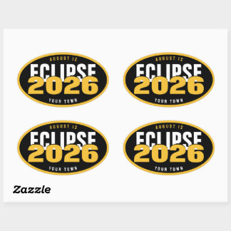 Pegatina Ovalada Ubicación de observación del eclipse de 2026 perso