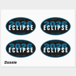 Pegatina Ovalada Ubicación de observación del eclipse de 2026 perso