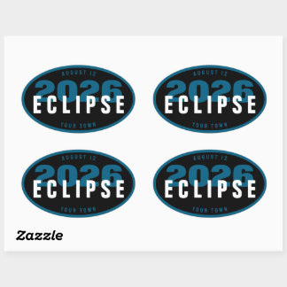 Pegatina Ovalada Ubicación de observación del eclipse de 2026 perso