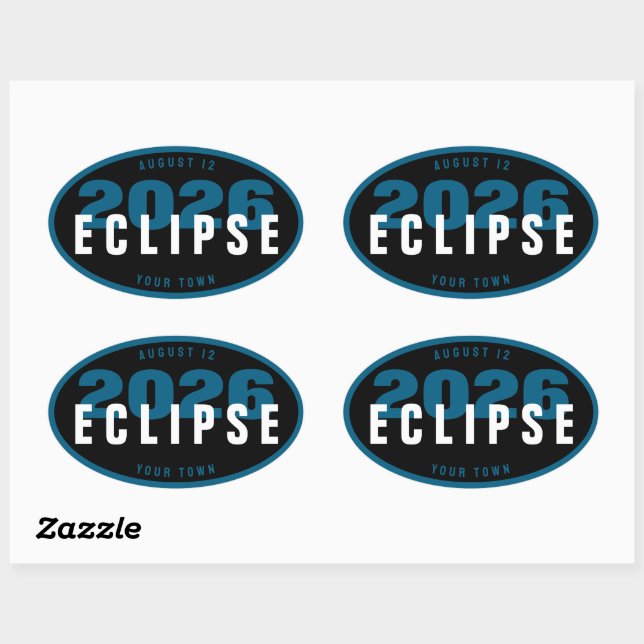 Pegatina Ovalada Ubicación de observación del eclipse de 2026 perso (Hoja)