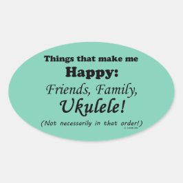 Pegatina Ovalada Ukulele me hace feliz