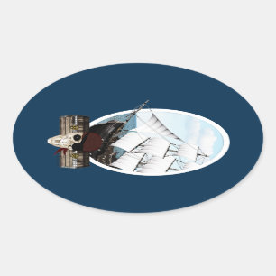 Pegatina Ovalada Un barco pirata