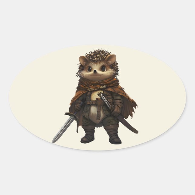 Pegatina Ovalada Un guerrero acallado (Anverso)