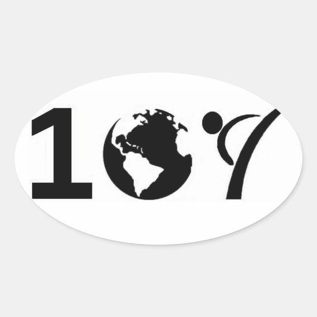 Pegatina Ovalada Un karate mundial (Anverso)