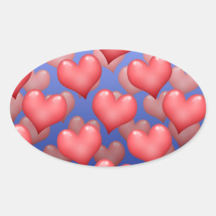 Pegatina Ovalada Un montón de corazones