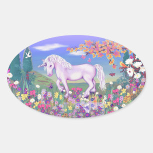 Pegatina Ovalada Un paraíso morado