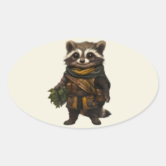 Pegatina Ovalada Un Racoon Rasical