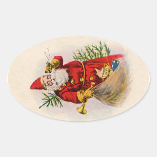 Pegatina Ovalada Un saludo amoroso de Santa Claus