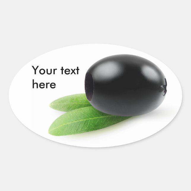 Pegatina Ovalada Una aceituna negra (Anverso)
