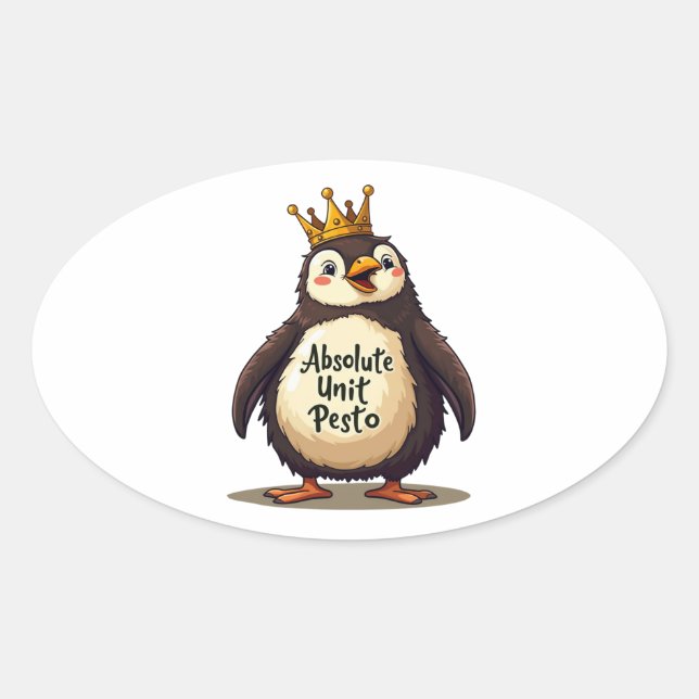 Pegatina Ovalada Unidad Absoluta Pesto - El Rey Pingüino (Anverso)