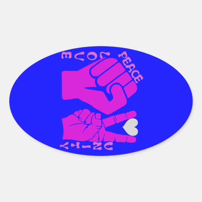 Pegatina Ovalada Unidad, amor y paz, hermandad_ (Anverso)