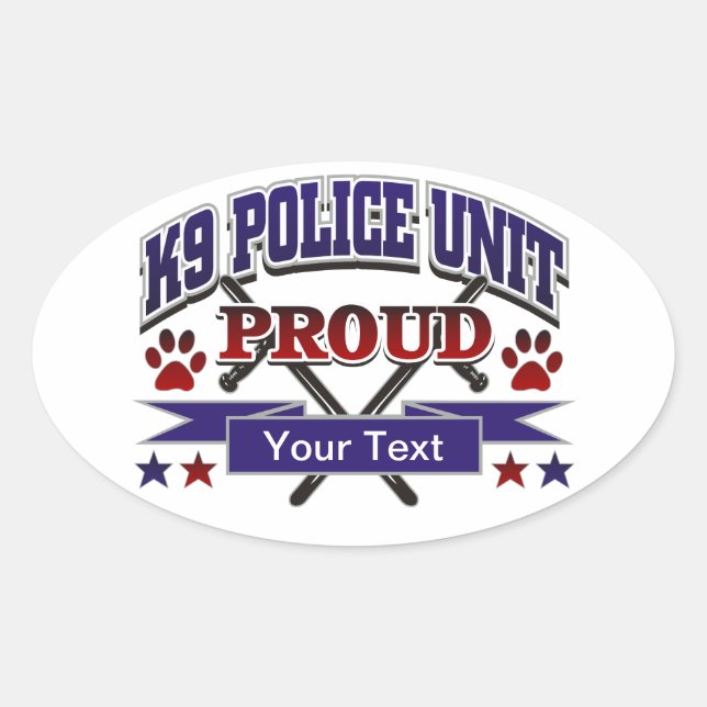 Pegatina Ovalada Unidad personalizada K9 orgullosa (Anverso)