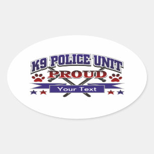 Pegatina Ovalada Unidad personalizada K9 orgullosa
