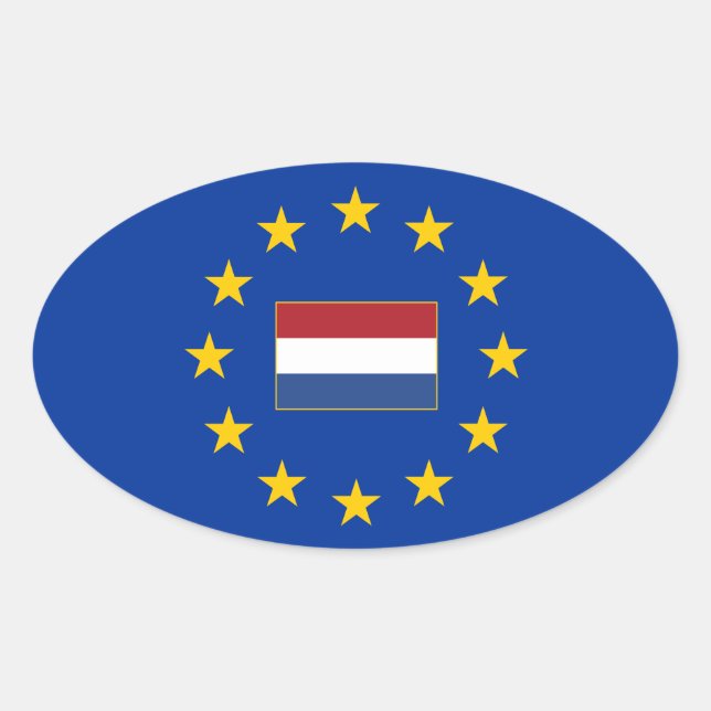 Pegatina Ovalada Unión Europea Holanda Oval Sticker (Anverso)