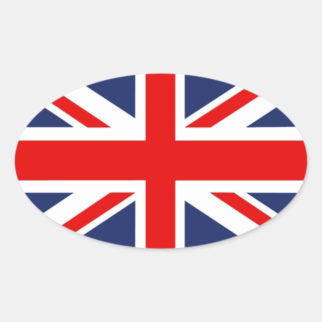Pegatina Ovalada Union Jack Flag-Reino Unido (Anverso)