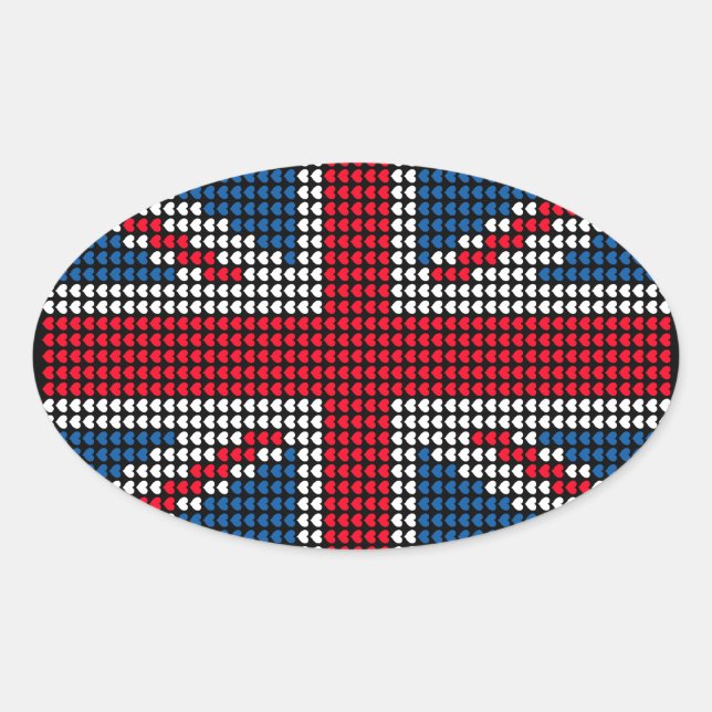 Pegatina Ovalada Union Jack Heart (Anverso)
