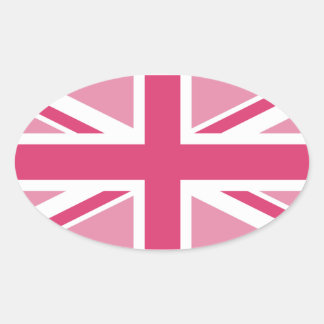 Pegatina Ovalada Union Jack ~ In Girly Pinks