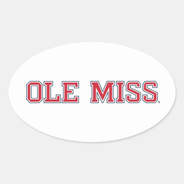 Pegatina Ovalada Universidad de Misisipi | Ole Miss Wordmark (Anverso)