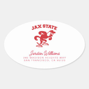 Pegatina Ovalada Universidad Estatal de Jacksonville JAX State Game