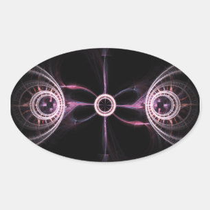 Pegatina Ovalada Universos paralelos Resumen de arte fractal