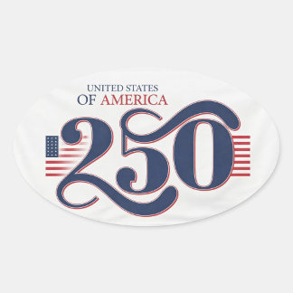Pegatina Ovalada USA 250 Oval Patriotic Stickers 