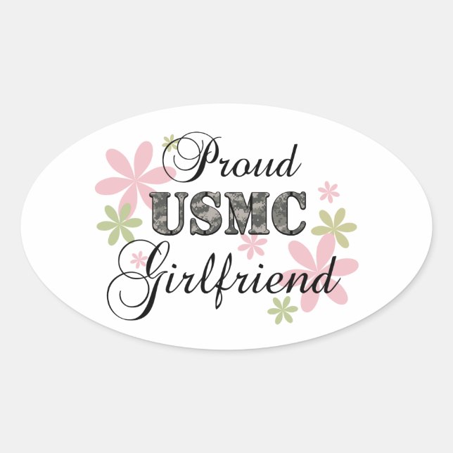 Pegatina Ovalada USMC Girlfriend [fl camo] (Anverso)
