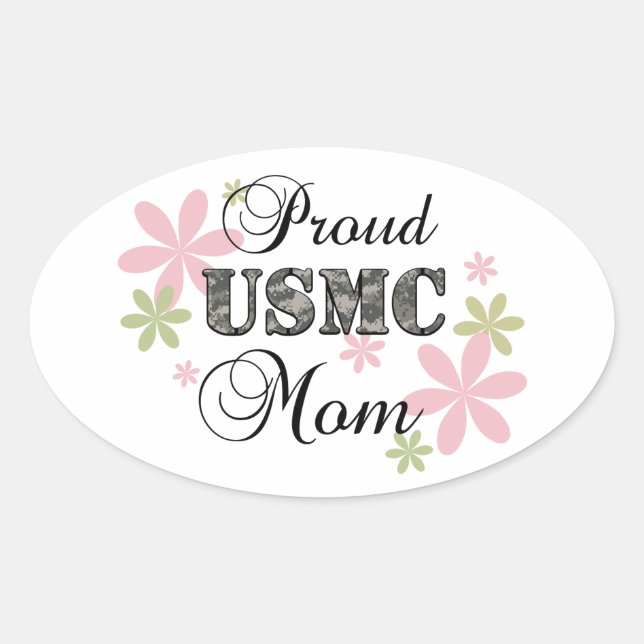 Pegatina Ovalada USMC Mom [fl camo] (Anverso)