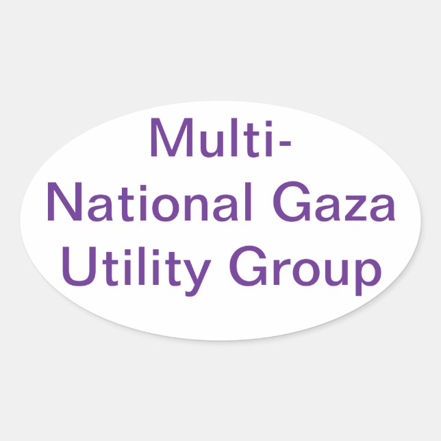 Pegatina Ovalada Utilidades Multinacionales de Gaza Hankamer Artjun (Anverso)