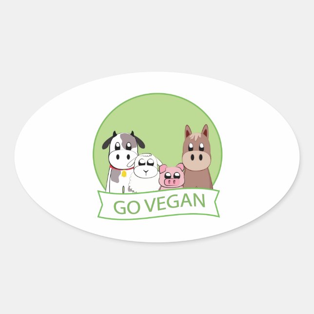 Pegatina Ovalada Va el vegano (Anverso)
