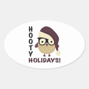 Pegatina Ovalada ¡Vacaciones Hipster Hooty!