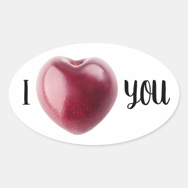 Pegatina Ovalada Valentine Cherry (Anverso)