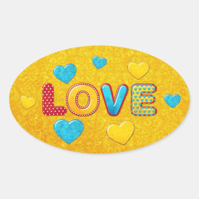 Pegatina Ovalada Valentine Fun 3D Mix and Match 2 (Anverso)