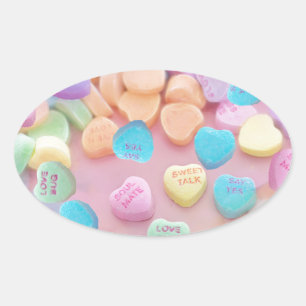 Pegatina Ovalada valentines caramelos