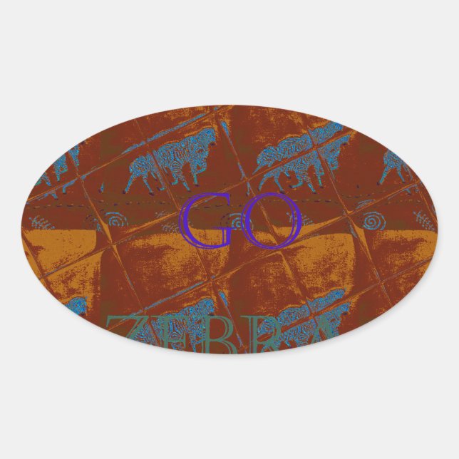 Pegatina Ovalada Vamos Zebra Safari Art Print/Graphic (Anverso)