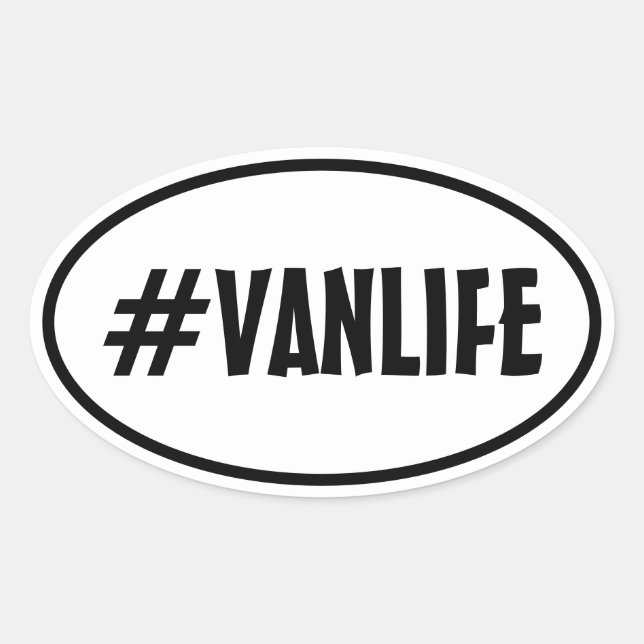 Pegatina Ovalada VAN LIFE Nomad Adventure Travel Camping Lifestyle (Anverso)