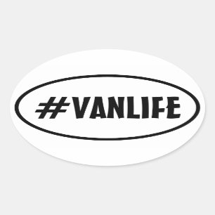 Pegatina Ovalada VAN LIFE Nomad Adventure Travel Camping Lifestyle
