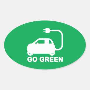 Pegatina Ovalada Van los coches eléctricos de la impulsión verde