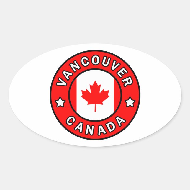 Pegatina Ovalada Vancouver Canada (Anverso)