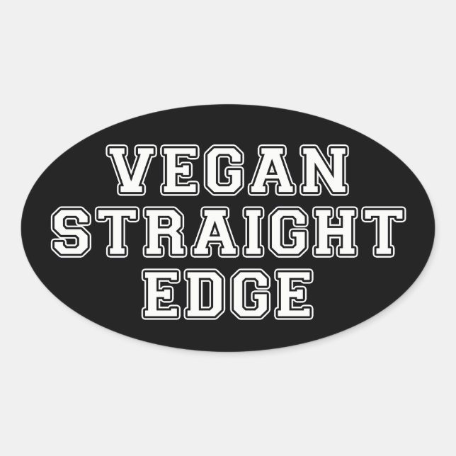 Pegatina Ovalada Vegan Straight Edge (Anverso)
